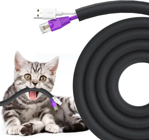 Vista 16 de UOMTFAI Protector de Cable para Perros y Gatos 3.05m - 1/2 pulgada, Funda Flexible para Cables para una Fácil Gestión de Cables, Protege los Cables