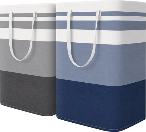 Vista 18 de HomeHacks - Paquete de 2 cestas grandes para ropa sucia, bolsas para ropa sucia (azul 75 pulgadas de largo x 2)