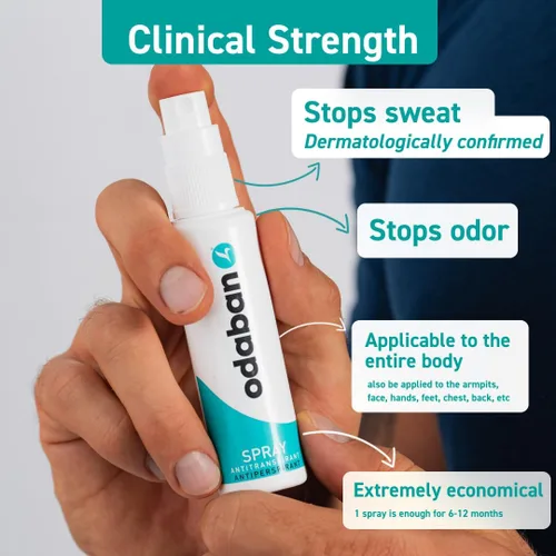 Vista 3 de Desodorante antitranspirante odaban, fuerza clínica y protección, desodorante para hombres y mujeres para sudoración escisiva e hiperhidrosis, sin
