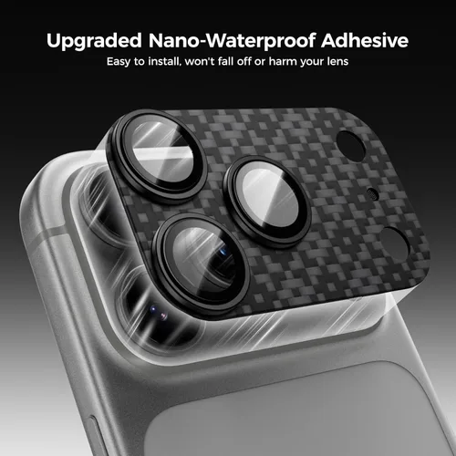 Vista 6 de BENKS ArmorWarrior - Protector de lente de cámara para iPhone 17 Pro, vidrio templado recubierto de AR con fibra de aramida, resistente a