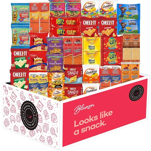 Vista 2 de Paquete variado de galletas saladas – Surtido envuelto individualmente – Caja de regalo de paquete de cuidado de muestras a granel – Paquete