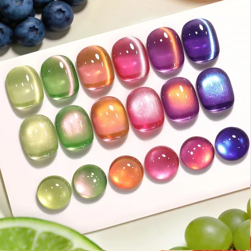 Vista 11 de Born Pretty Esmalte de uñas de gel magnético de ojos de gato verde, 6 colores brillantes con purpurina de cristal holográfico, salvia, oliva