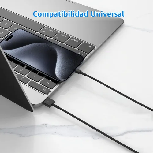 Vista 5 de Cable corto USB A a USB C, iPhone 18/17/16, cable Carplay para iPhone Duo (plegado), 18 17 16 15 Pro Max, Plus, Air, Airpods 4, iPad 10ª