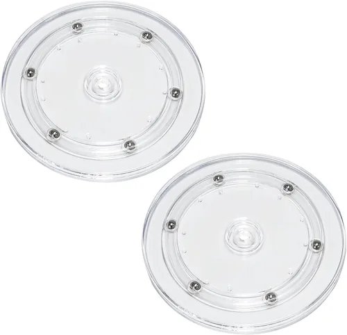 Vista 11 de 4 Piezas Negro 2 pulgadas Acrílico Lazy Susan Organizador Giratorio de Mesa con Rodamientos - Placa Giratoria Redonda para Estante de Especias