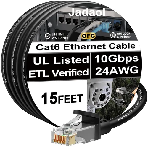 Vista 11 de Cable Ethernet Cat 6 de 1 pie (paquete de 6), para exteriores e interiores, compatible con red Cat7 de 10 Gbps, cable de conexión LAN plano