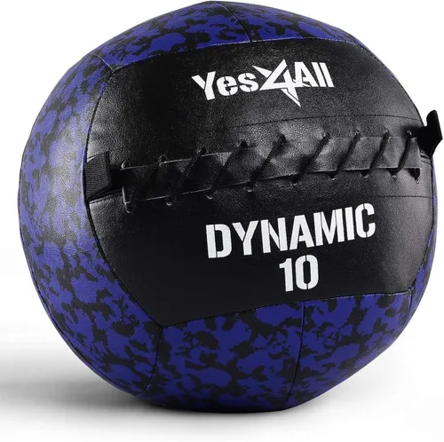Vista 14 de Yes4All Bola de pared, bola de arena de hierro con peso de cuero suave para ejercicio multifuncional dinámico, 6 libras - 30 libras a. negro