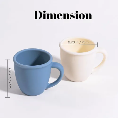 Vista 2 de Taza de entrenamiento de silicona para bebés y niños, taza de aprendizaje para niños pequeños con asas, taza abierta para bebés de 6 meses y 4 Azul