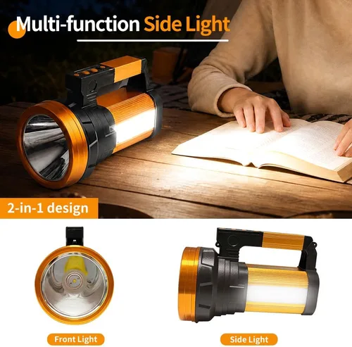 Vista 6 de Foco recargable de 30600 mAh, linterna de 2400 lm, de larga duración, 100 horas, foco de mano IP67, luces de foco impermeables con 6 modos de luz