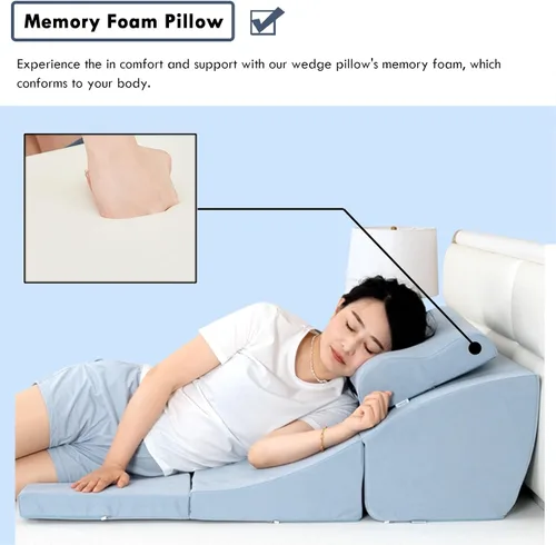 Vista 5 de AMUFJJ Almohada de cuña extra larga de 40 pulgadas, cuñas de almohada plegables para reflujo ácido/apnea del sueño/postcirugía, cuña de cama