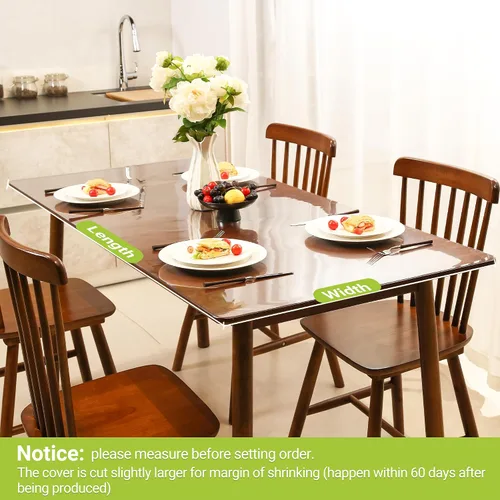 Vista 7 de ETECHMART Protector de mesa de plástico transparente rectangular de 12 x 24 pulgadas, protector de mesa grueso impermeable transparente para mesa