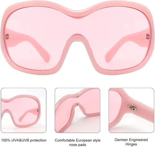 Vista 6 de Gafas de sol envolventes de gran tamaño para mujeres y hombres, geniales tonos de concierto de los años 2000, gafas de protección grandes redondas