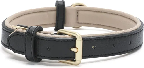 Vista 6 de collar clásico para perro de piel auténtica suave y transpirable, impermeable, para perros grandes y medianos pequeños