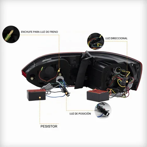 Vista 6 de VLAND Luces traseras LED para Jetta Sagitar 12-14 2011-2014 (no compatible con GLI y versión LED), montaje completo de lámpara trasera LED, rojo
