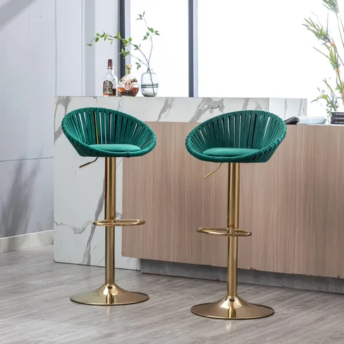 Vista 12 de Taburetes de bar modernos y ajustables giratorios, taburete de bar de cocina con respaldo, juego de 2, sillas de bar de estilo ocio, para isla