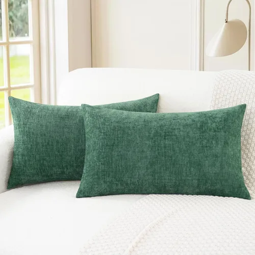 Vista 37 de CaliTime - Paquete de 2 fundas de almohada acogedoras para sofá, decoración del hogar, felpilla suave teñida sólida, 16 x 16 pulgadas, marrón Marrón