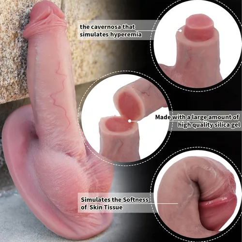Vista 4 de Consolador pequeño para principiantes, Reproduction consolador real hecho a mano, juguete sexual para adultos de pene realista y realista.