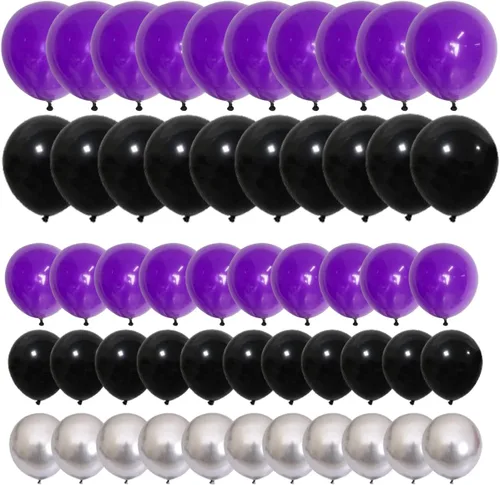 Vista 11 de Juego de globos de confeti azul rey, negro y plateado, arco de globos de confeti azul, negro y plateado para decoración de cumpleaños de bebé jefe
