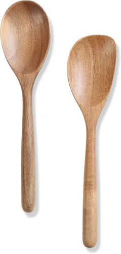Vista 10 de Cuchara de madera, cucharas de cocina de madera de acacia saludable, cuchara de cocina duradera, cucharón de madera antiarañazos para cocinar