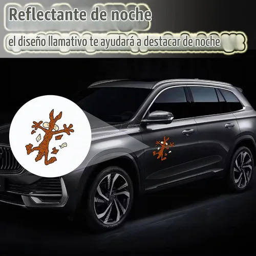 Vista 6 de 2 piezas de 10" x 6.1" calcomanías reflectantes para auto con dibujos de coyotes divertidos, calcomanías para parachoques para Jeep, camiones
