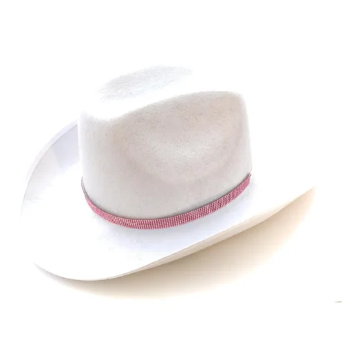 Vista 4 de Hatband Pink Rhinestone Silky Satin Lined Band Cowgirl Accessory Adjustable One Size Gift Boxed For Brimmed Hats