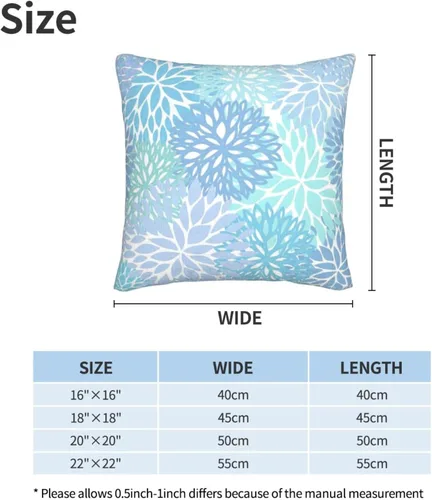 Vista 2 de Perinsto Juego de 2 fundas de almohada decorativas de flores de crisantemo azul, fundas de almohada suaves para sofá, cama, decoración del hogar, 16