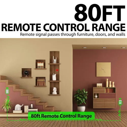 Vista 3 de Fosmon Enchufe de control remoto inalámbrico para interiores, interruptor de luz a batería con marca de encendido/apagado Braille, para luces, árbol
