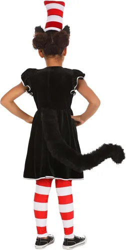 Vista 7 de Dr. Seuss - Vestido de gato en el sombrero para niñas, disfraz de Halloween de cuentos