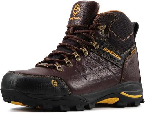 Vista 11 de SUREWAY Botas de trabajo impermeables de acero y punta suave de 6 pulgadas para hombre, botas de seguridad de cuero antideslizantes