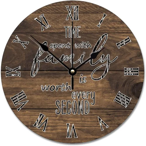 Vista 16 de Time Spent with Family is Worth Every Second - Reloj de pared de grano de madera de playa degradado de 10 pulgadas, funciona con pilas, reloj
