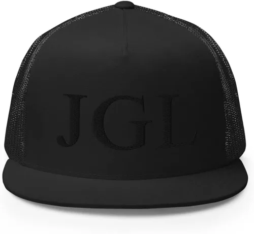 Vista 2 de RIVEMUG JGL Sombrero de camionero bordado negro Flat Bill Chapo Guzman Chapito 701 Snapback Gorra ajustable Gorra JGL