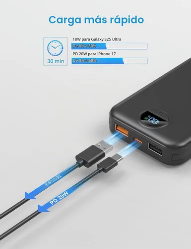 Vista 4 de Ffnpua Cargador portátil Power Bank 10000mAh PD20W con cables incorporados