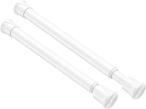 Vista 16 de Pack de 2 cortineros con resorte de tensión de 8 a 12.5 pulgadas, cortineros mini DIY sin necesidad de perforación para ventanas delgadas, armarios