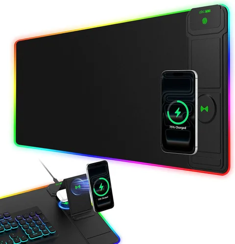 Vista 11 de Wireless Charging Mouse Pad with Foldable Phone Holder, 31.5"x15.8" XXL Excel Cheat Sheet Desk Mat for Laptop/Keyboard, Waterproof Ultra-Smooth