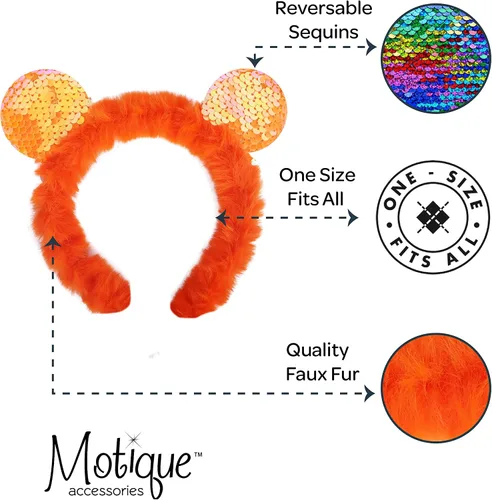 Vista 3 de Motique Accessories Diadema de orejas de ratón de piel con lentejuelas reversibles