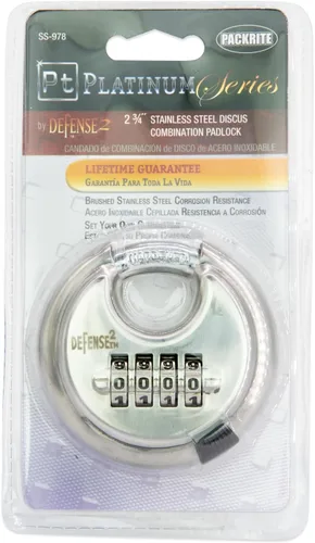 Vista 3 de Cerradura de disco de la serie Platinum, cerradura combinada de acero inoxidable duradera con acabado cepillado, diseño resistente a cortes de alta