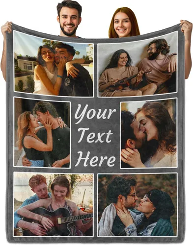 Vista 14 de PUREFLY Manta Personalizada con Texto y Fotos, Mantas Personalizadas Regalos para Esposo Esposa Novia Novio Cumpleaños Aniversario Boda San Valentín
