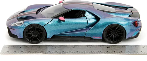 Vista 7 de Jada Pink Slips 1:24 W7 2017 Ford GT - Auto fundido a presión, juguetes para niños y adultos (morado metálico/azul)