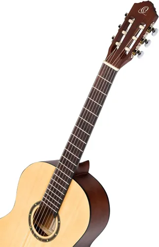 Vista 5 de Ortega Student Series Pro - Guitarra clásica de nailon de 6 cuerdas de tamaño completo, parte superior de abeto Engelmann sólido, satén natural (R55)
