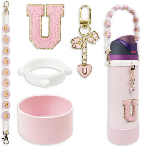 Vista 79 de SITKOL Juego de Monogramas Bonitos de Silicona Compatible con Botella de Agua Owala 24 oz, 32 oz, 40 oz - Accesorios Perfectos con la Letra Owala