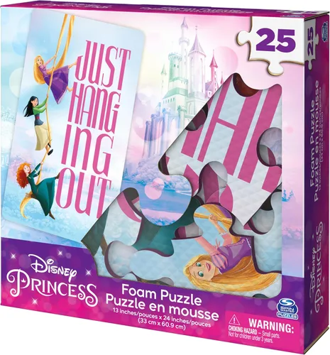 Vista 5 de Spin Master Games, Rompecabezas de princesas de Disney, 25 piezas, rompecabezas de espuma suave para niños con Rapunzel, Mulan, Mérida, para edades