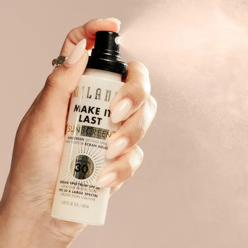 Vista 6 de Milani Spray de fijación y base de maquillaje + protector solar, protector solar duradero para la cara - SPF 30 Protección UVA y UVB Fórmula rica
