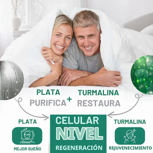Vista 2 de Sábanas de turmalina de lujo, tamaño Queen, 20 % fibra plateada, 76 % algodón de turmalina, 4 % seda, sábana bajera ajustable con certificación