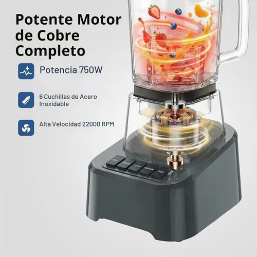 Vista 3 de NEWBULIG Licuadora profesional de cocina para encimera, jarra de vidrio de Gris