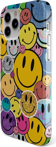 Vista 7 de Casely Funda para iPhone 12/12 Pro Todas las Sonrisas Adhesivo de Cara Sonriente Diseño Clásico Ultra Delgado