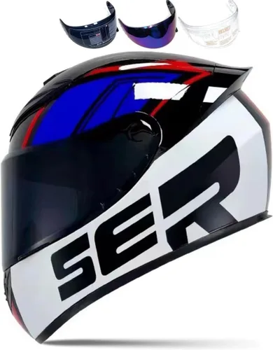Vista 19 de HTLNUZD - Casco de motocicleta de cara completa, compatible con Pinlock, viseras transparentes y tintadas, modelo aprobado por DOT, casco de moto