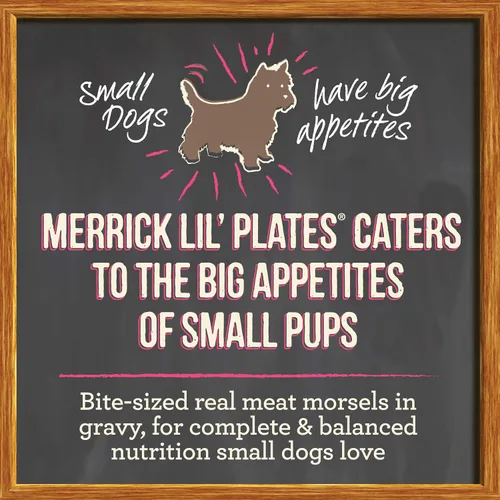 Vista 5 de Merrick Lil' Plates - Alimento húmedo sin cereales para perros pequeños, receta Little Lamb Chop Stew, 3.5 onzas (paquete de 12)