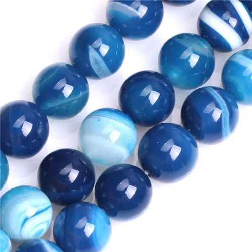 Vista 98 de GEM-Inside Cuentas Sueltas de Piedras Preciosas de Ágata Azul Bandeada Natural de 6mm Cuentas Redondas de Piedra de Energía para Hacer Joyas 15