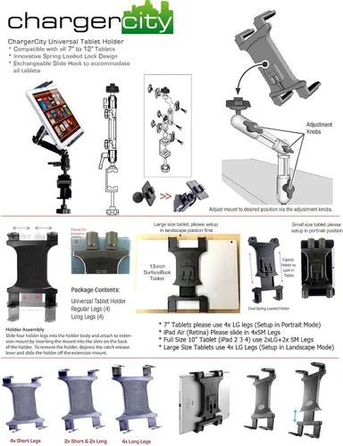 Vista 5 de Soporte de abrazadera para iPad Pro Air Mini Galaxy Surface Pro de 7 a 12 pulgadas (bueno para Uber Eat Doordash Postmate salso)