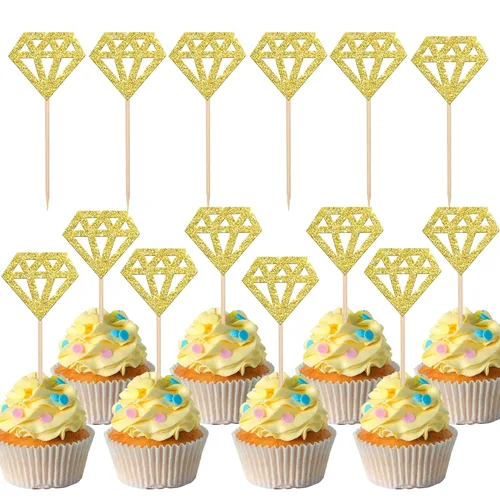 Vista 14 de 24 piezas de decoración para cupcakes con anillo de corazón, para despedida de soltera, bodas, compromisos, despedidas de soltera, suministros
