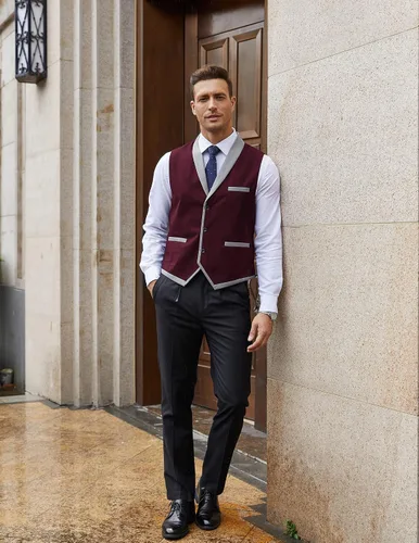 Vista 4 de COOFANDY Chaleco de traje para hombre, ajustado, formal, de negocios, chaleco casual para boda